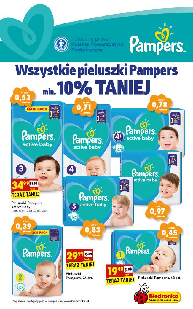 pieluchy pampers bez kanalikow