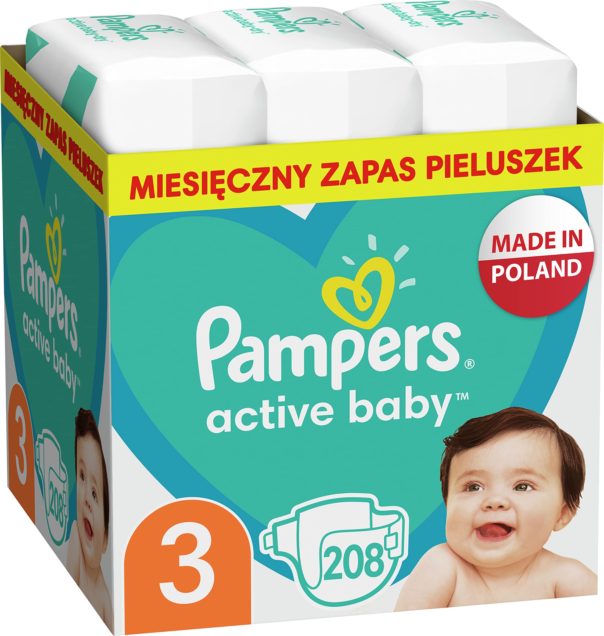 pampers active baby pieluchy rozmiar 2 mini 4-8kg 3x76 sztuk